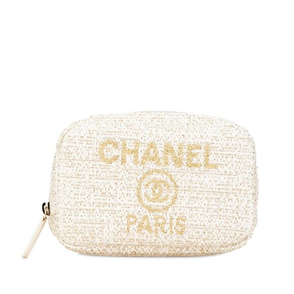 CHANEL Handbags - CHANEL White Deauville Pouch